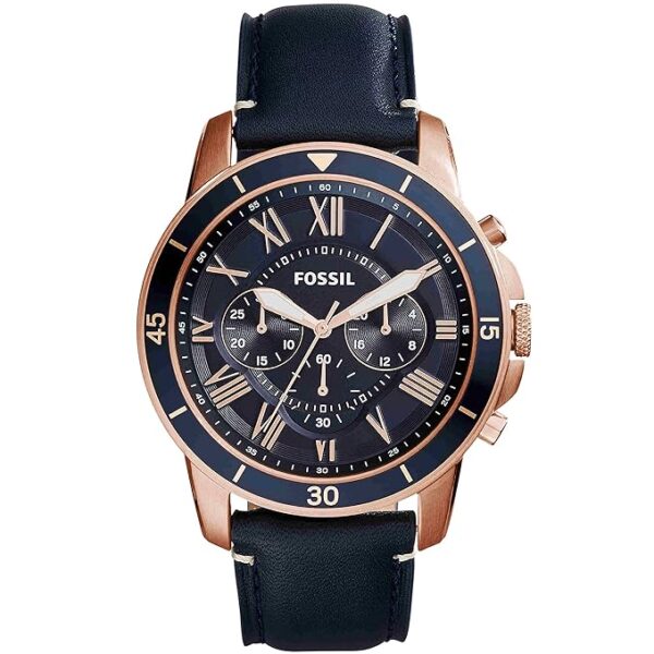 Fossil Men Leather Grant Sport Analog Blue Dial Watch