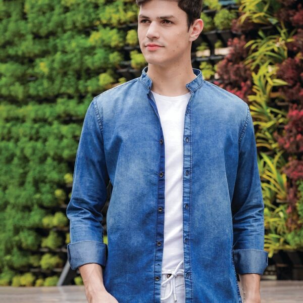 Men’s Stone Blue Washed Denim Shirt