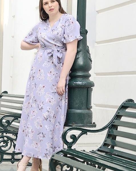 ALL Lilac Floral Belted Wrap Maxi Dress